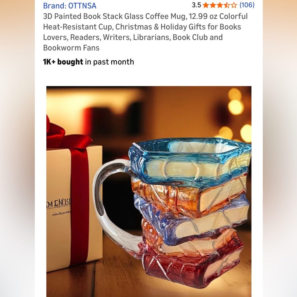 Book lovers glass mug